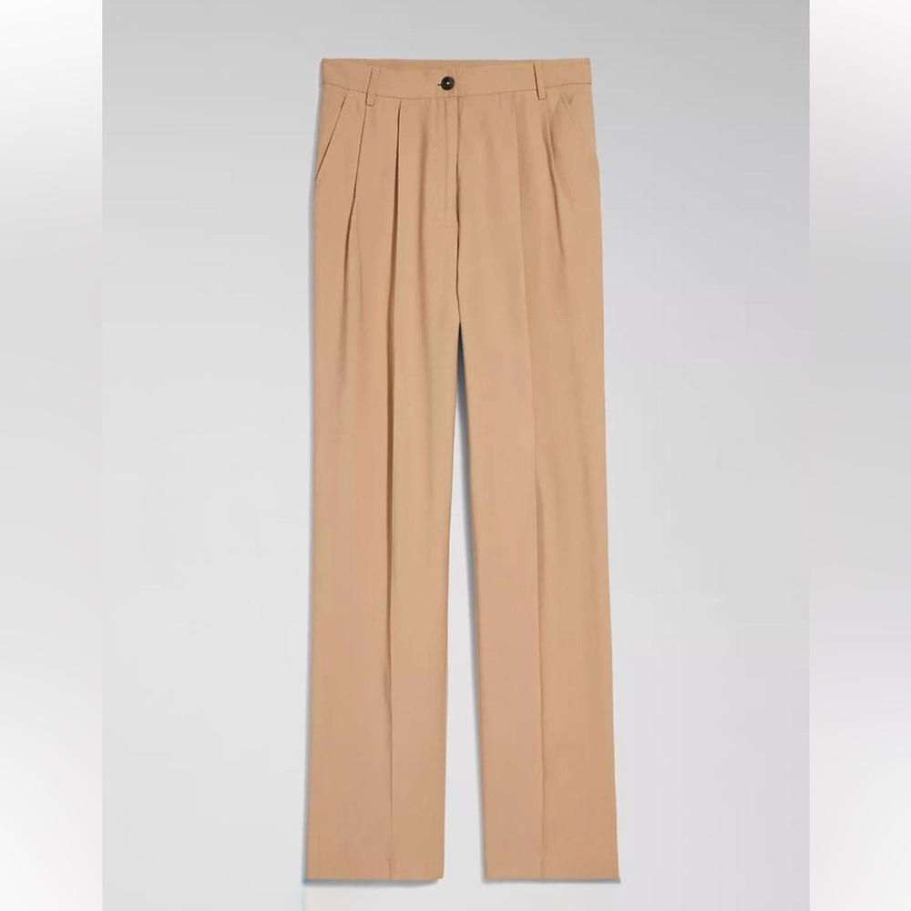 Calvin Klein Soft Twill Relaxed Pleated Trouser - Size 28 in Tan